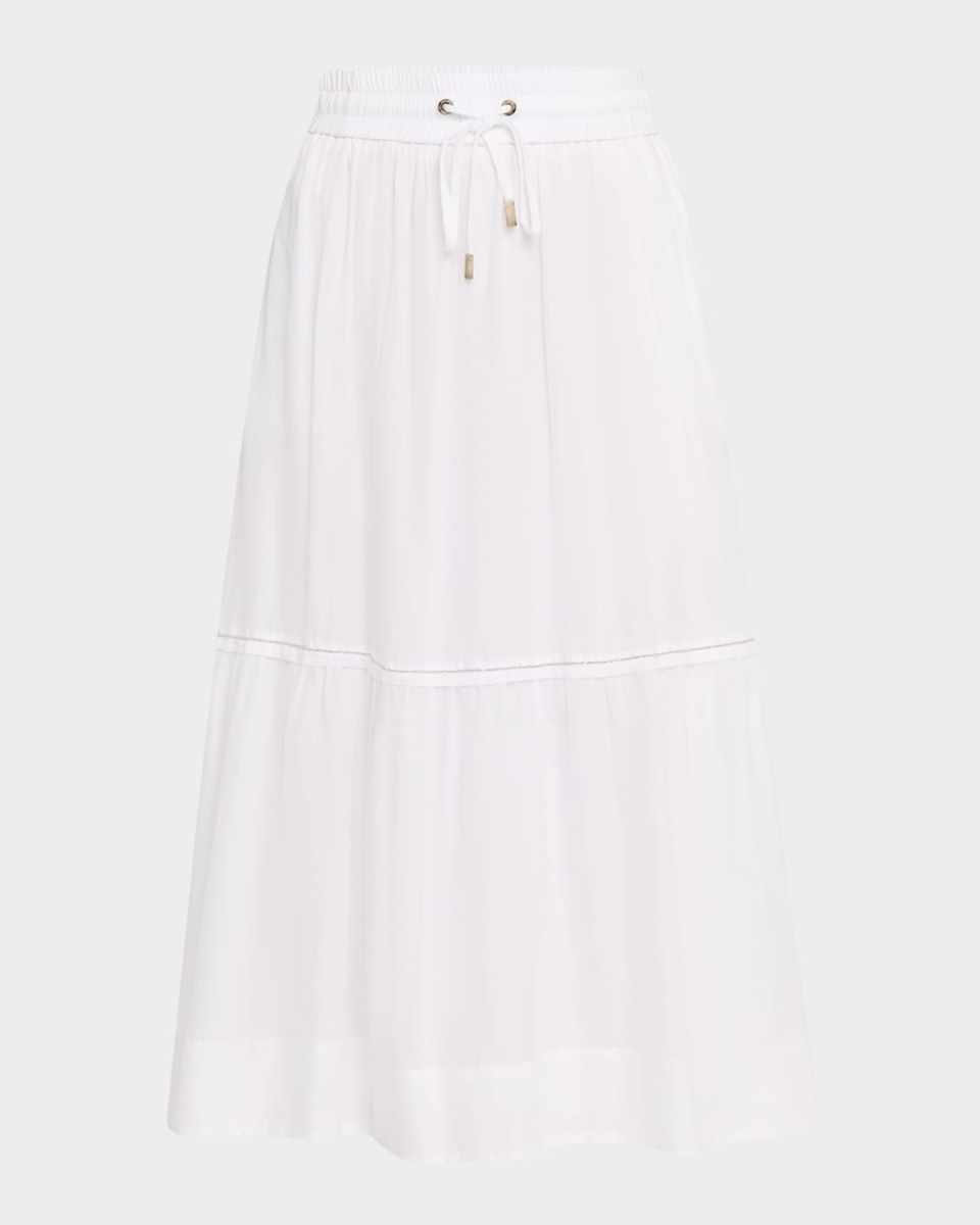 Chain-Trim Cotton Midi Skirt